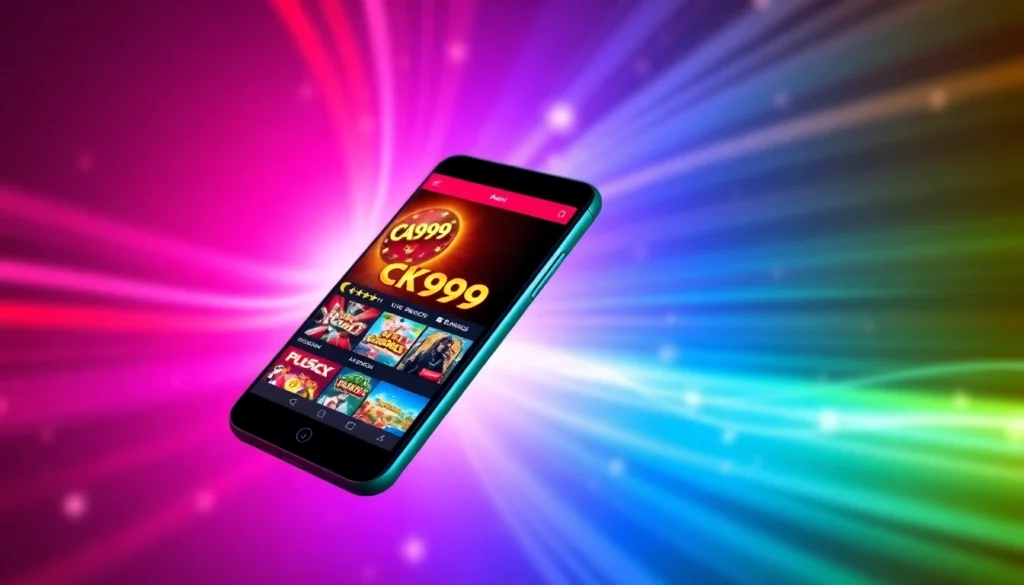 The ck999 app interface on a smartphone showcasing live casino games and betting options for seamless gaming experience.