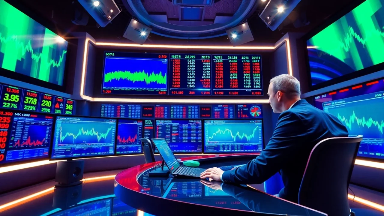 Stock Market News real-time financial data displayed on screens with analysts discussing market